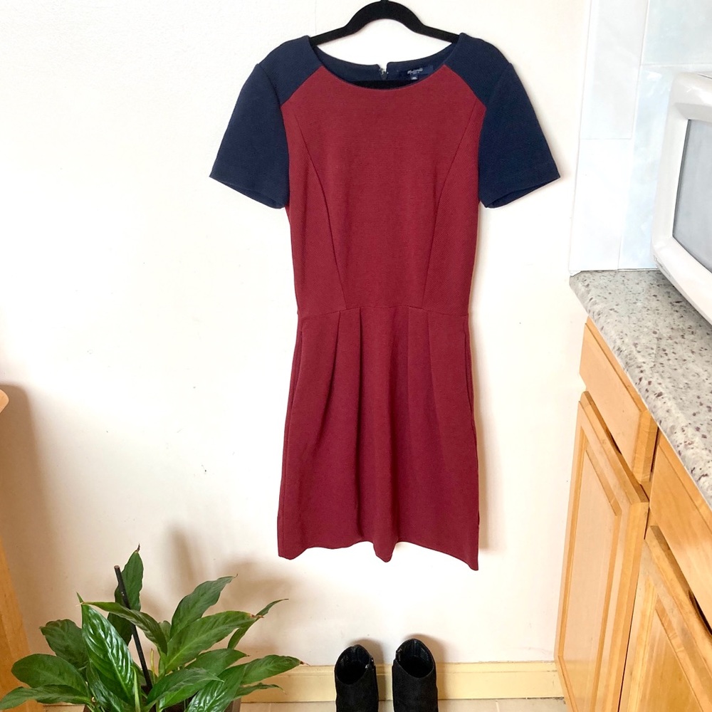 Madewell// Red and blue skater dress